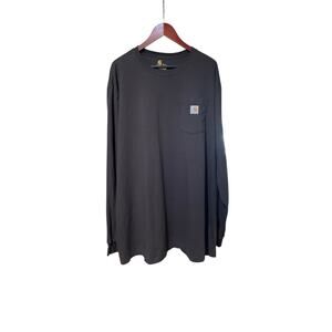 Carhartt T-Shirt 3XL Tall K126 Brown Pocket Long Sleeve Original Fit Workwear